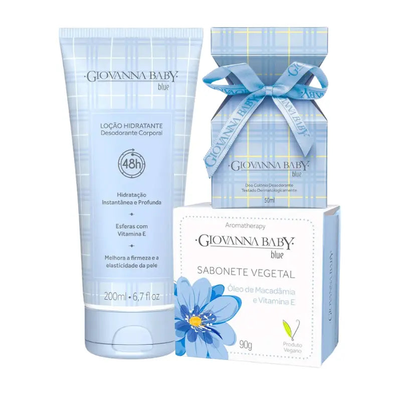 KIT GIOVANNA BABY BLUE - 1 Loção Hidratante 200ml + 1 Sabonete vegetal 90g + 1 colônia 20ml