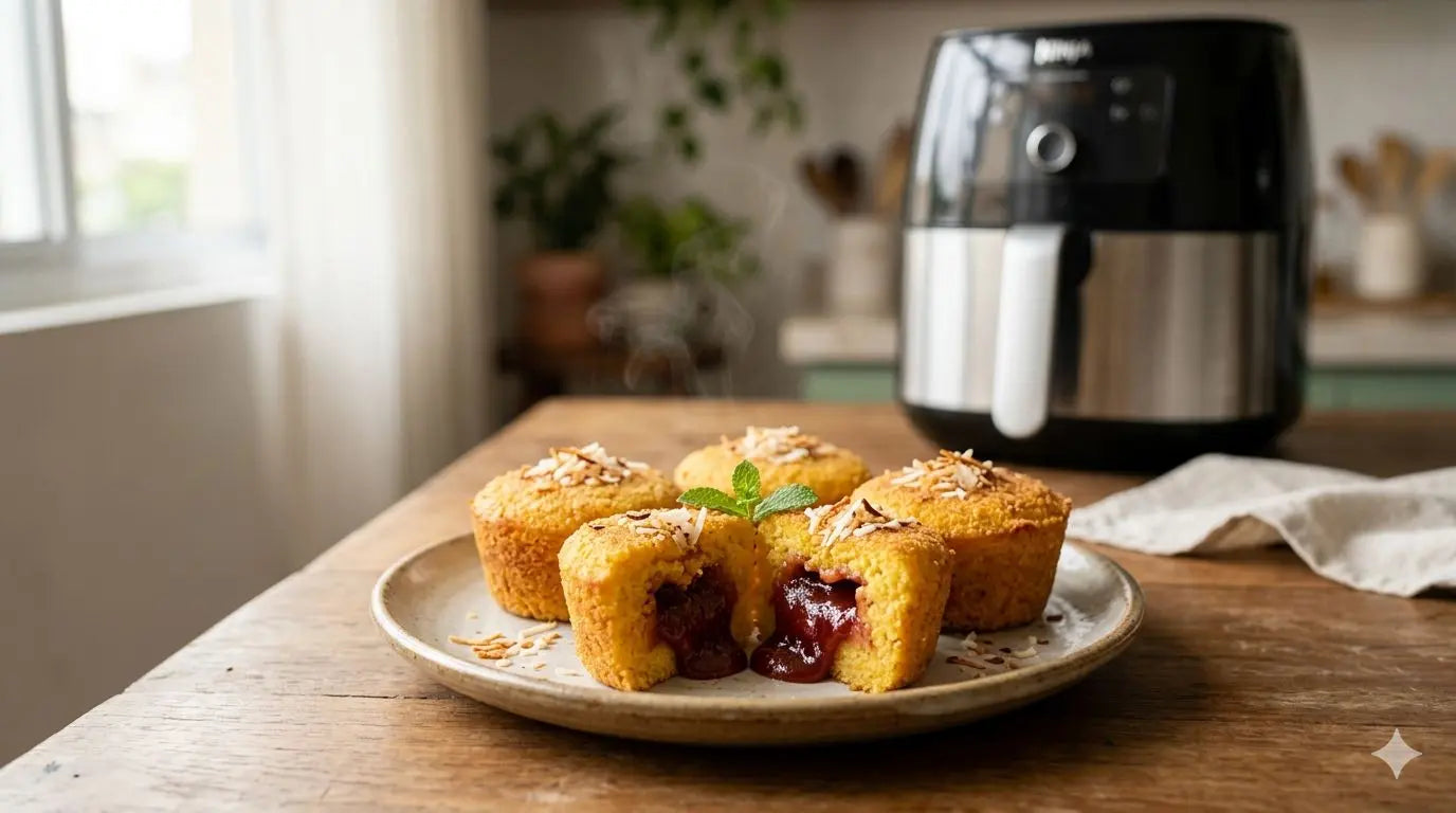 Bolinho de cuscuz com goiabada na Airfryer: crocante por fora e irresistível por dentro Brasil inBox - Produtos Brasileiros em UK