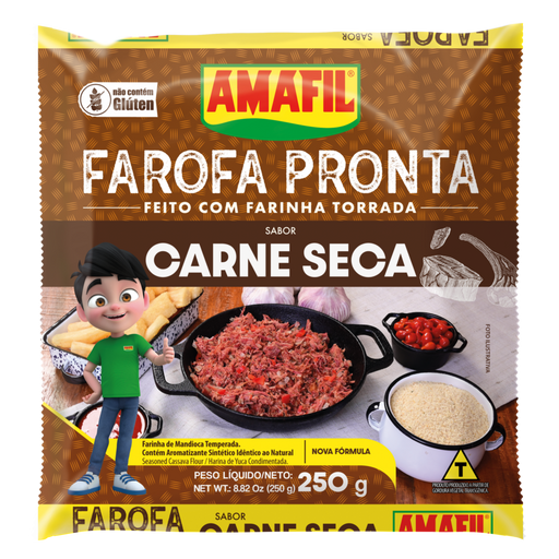 Farofa de Mandioca Sabor Carne Seca Amafil 250g 