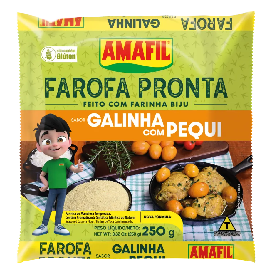 Farofa Pronta Sabor Galinha Com Pequi AMAFIL 250g 
