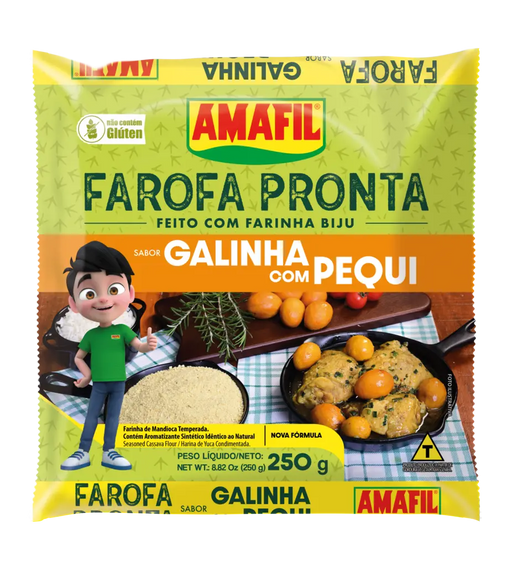 Farofa Pronta Sabor Galinha Com Pequi AMAFIL 250g 