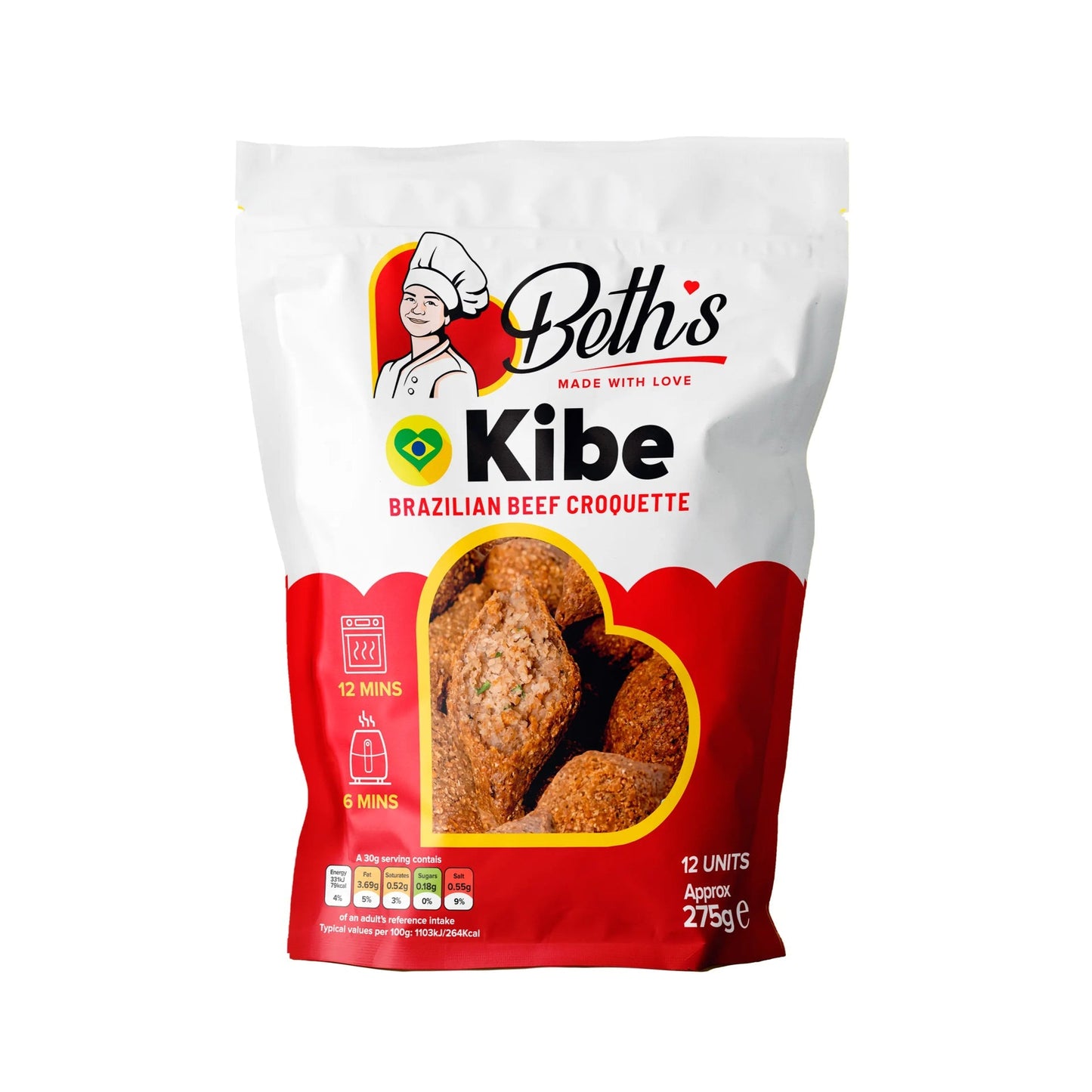 Kibe Frito e Congelado BETH'S - Pacote com 12 Unidades 