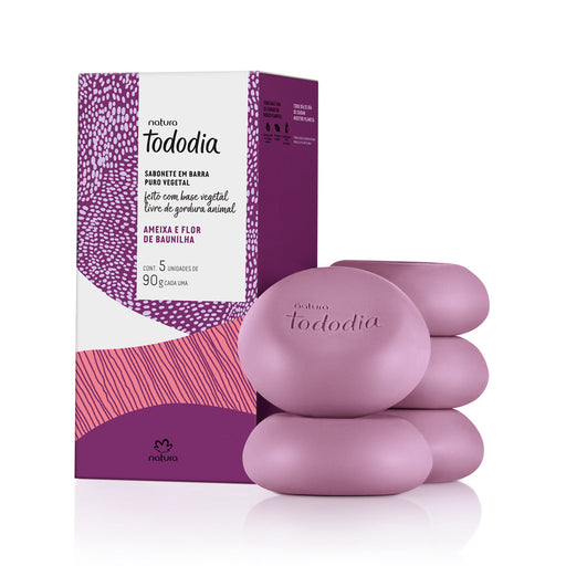 Sabonete Ameixa e Flor de Baunilha Tododia NATURA - kit com 5 unidades de 90g 