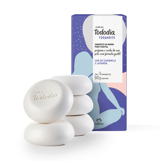 Sabonete Chá de Camomila e Lavanda Todanoite Tododia NATURA - kit com 5 unidades de 90g 
