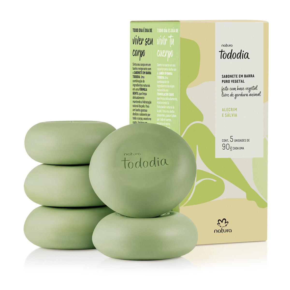Sabonete Alecrim e Sálvia Tododia NATURA - kit com 5 unidades de 90g 