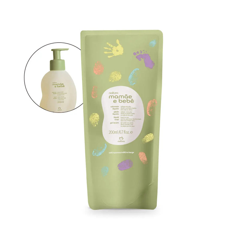 Refil Sabonete Líquido da Cabeça aos Pés Mamãe e Bebê NATURA 200ml 