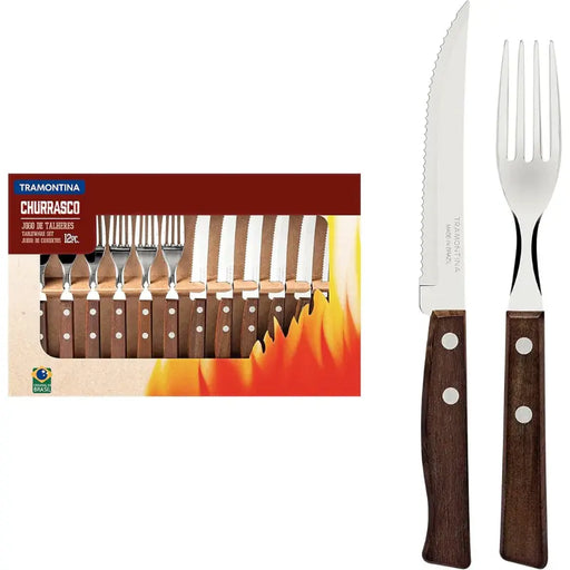 Talheres Tramontina garfo e faca de madeira- 12pcs BrasilinBox