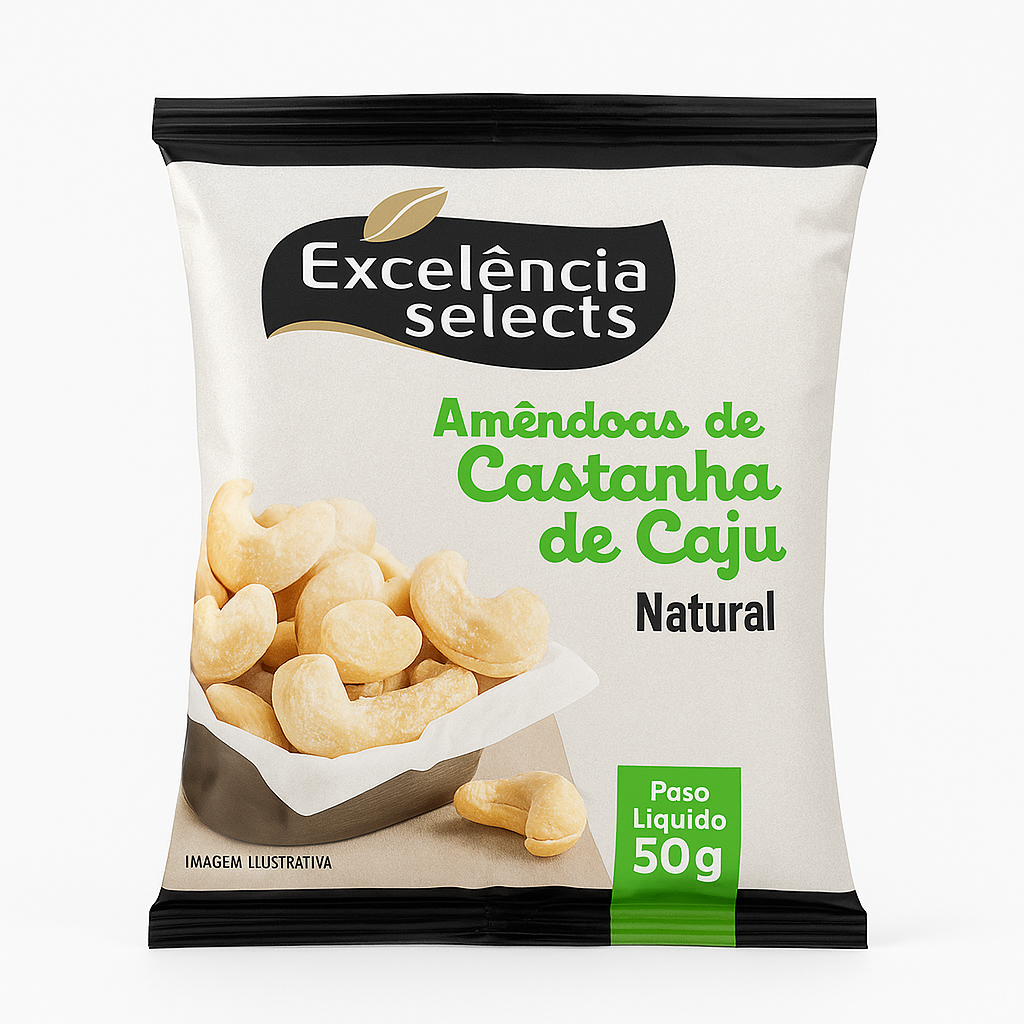 Amêndoas de Castanha de Caju natural EXCELÊNCIA SELECTS 50g 