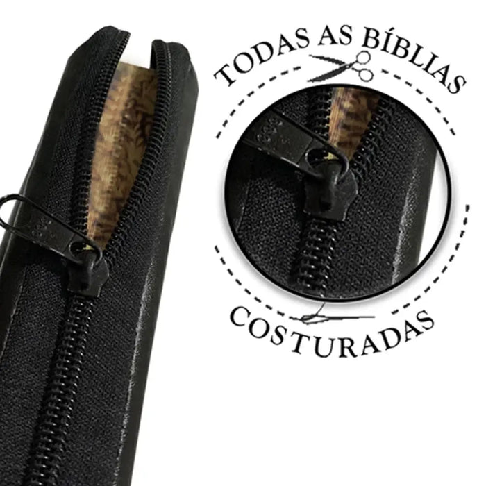 Bíblia Sagrada Letra Grande Preta Com Zíper Nova Almeida Atualizada - 13x17 cm BrasilinBox