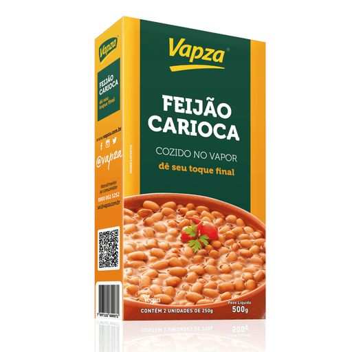 Feijão Carioca Cozido / Cooked Carioca Beans VAPZA - 500g 