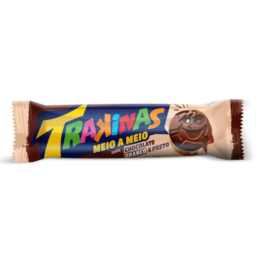 Biscoito Recheado Meio a Meio Chocolate Branco e Preto TRAKINAS - 126g 